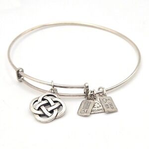 Wind &‎ Fire Celtic Knot Charm Bangle Bracelet Bright Rhodium Silver Tone